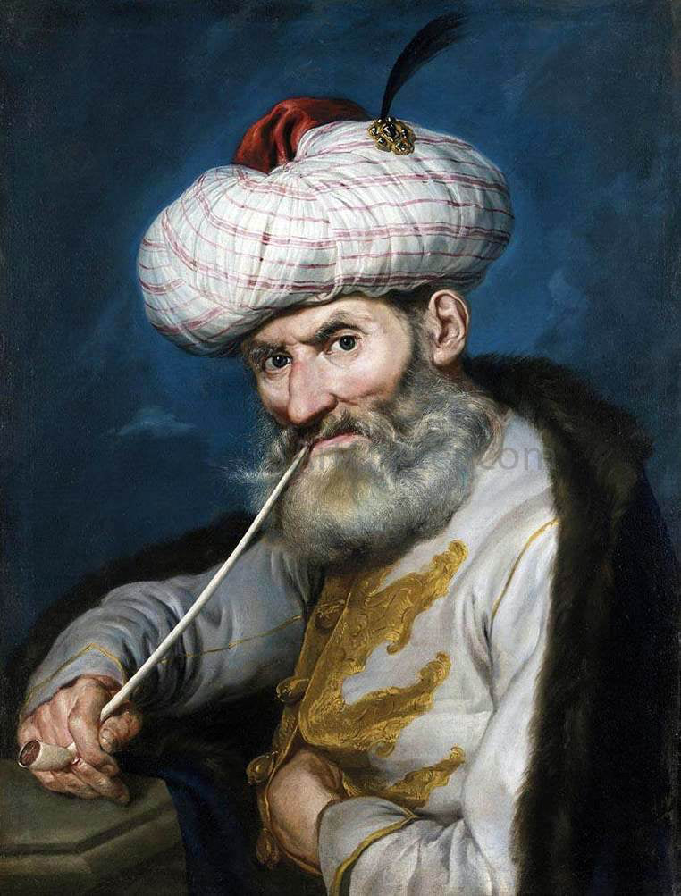 Giacomo Ceruti Portrait of a Smoking Man in Oriental Habit - Hand Painted Oil Painting