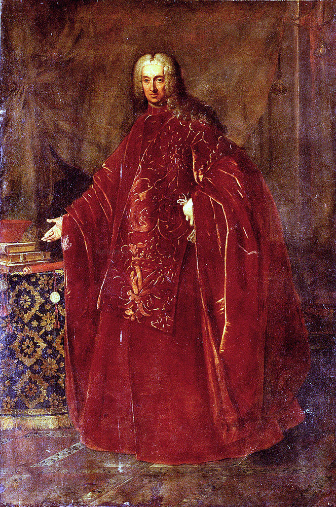Nazzario Nazzari Portrait Of A Venetian Senator, Full Length, Standing By A Table - Hand Painted Oil Painting