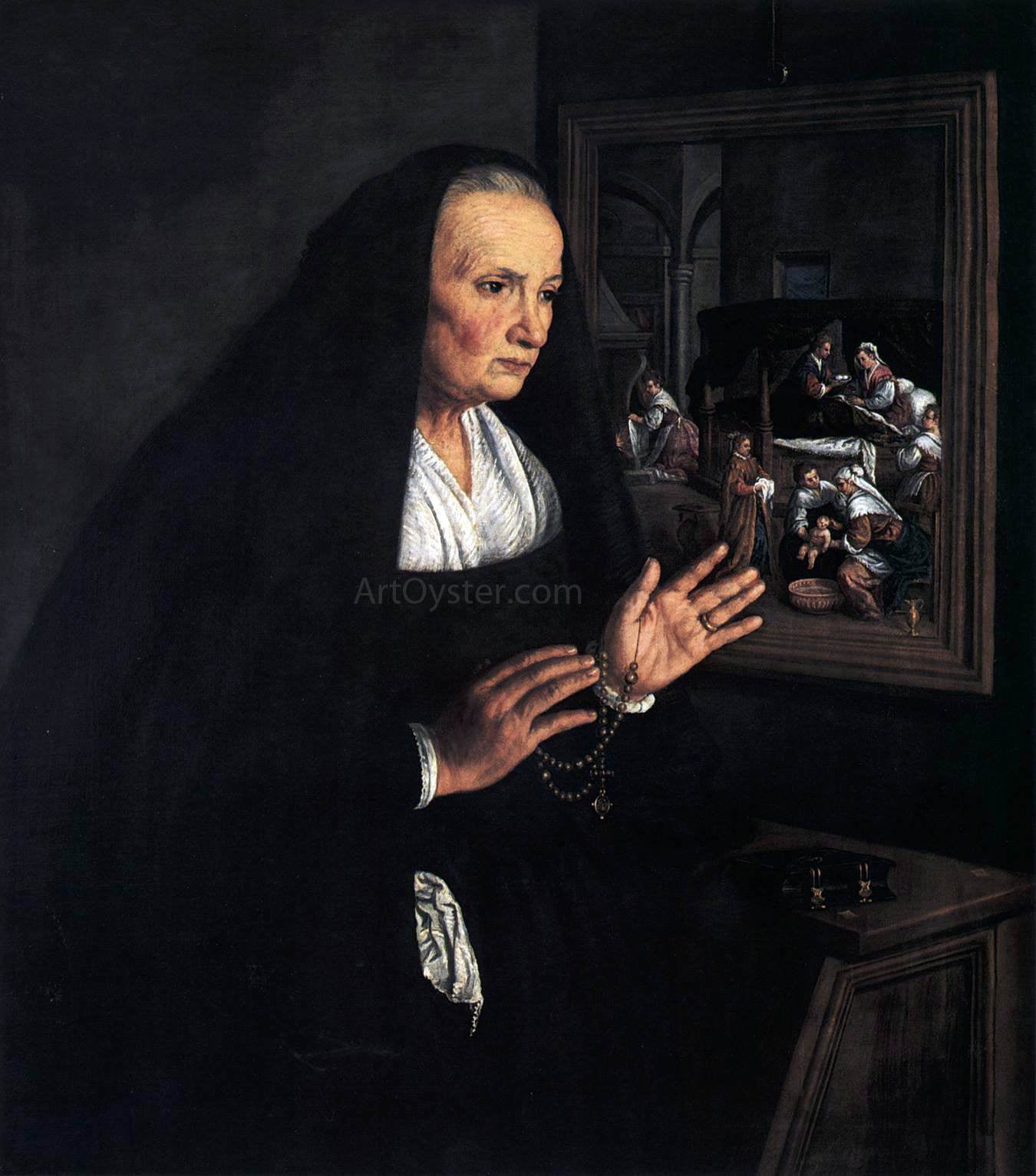 Leandro Bassano Portrait of a Widow at her Devotions - Hand Painted Oil Painting