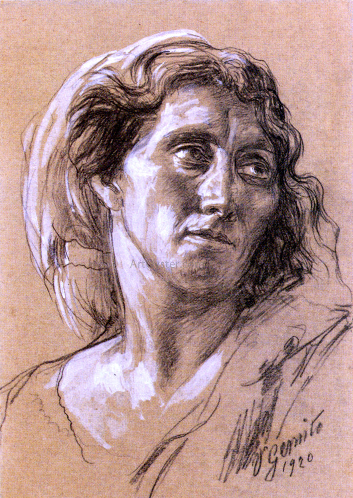 Vincenzo Gemito Portrait of a Woman - Hand Painted Oil Painting