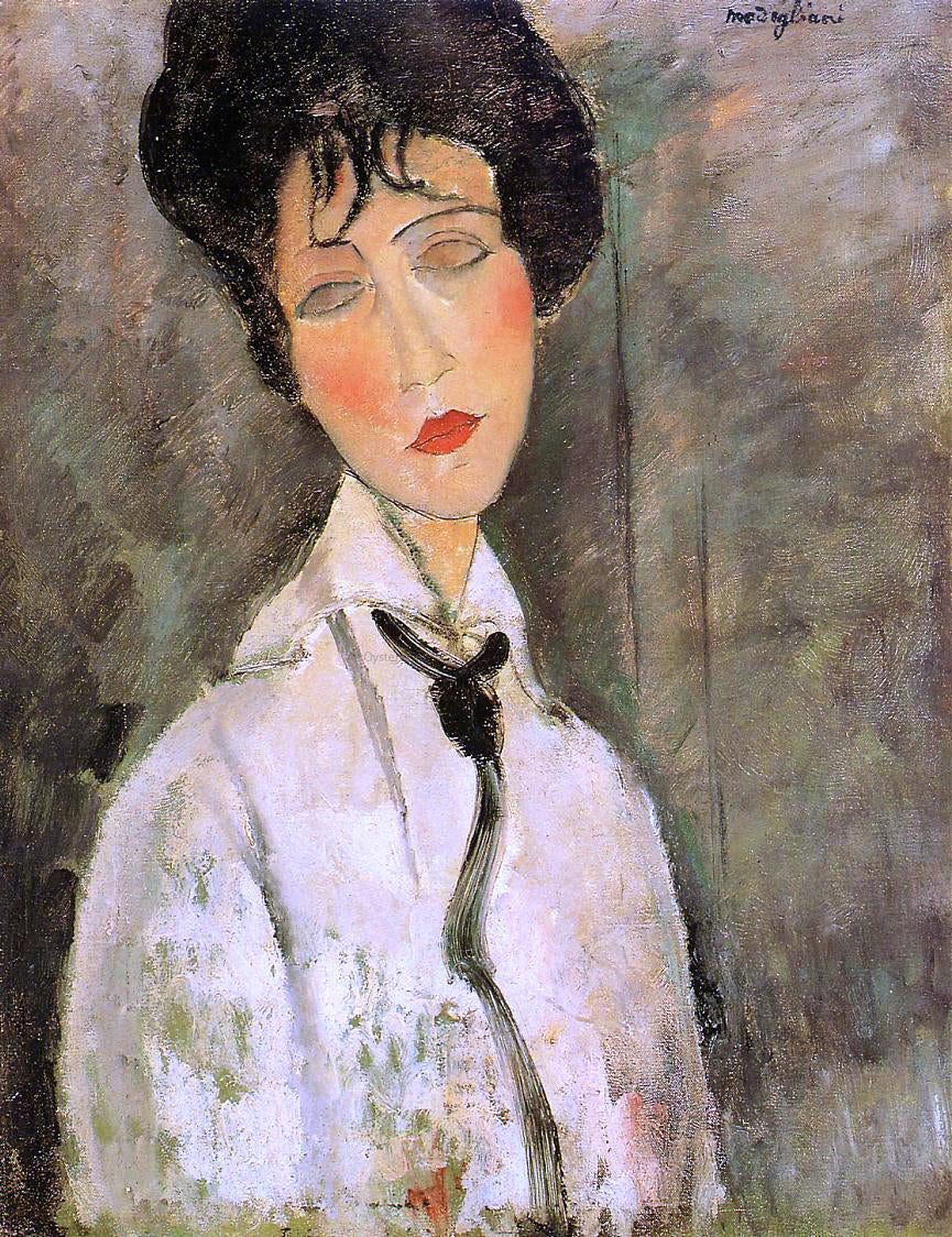 Amedeo Modigliani Portrait of a Woman in a Black Tie - Hand Painted Oil Painting