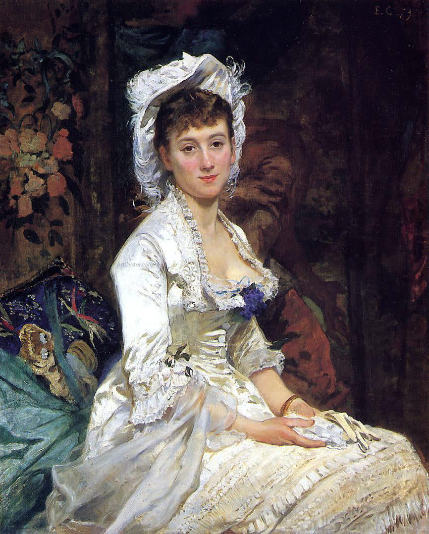 Eva Gonzales Portrait of a Woman in White - Hand Painted Oil Painting