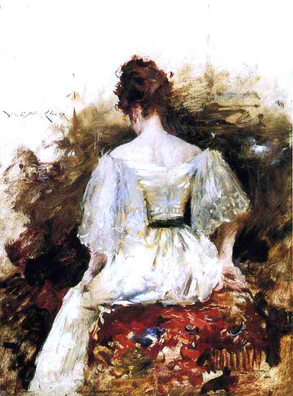 William Merritt Chase Portrait of a Woman: The White Dress - Hand Painted Oil Painting