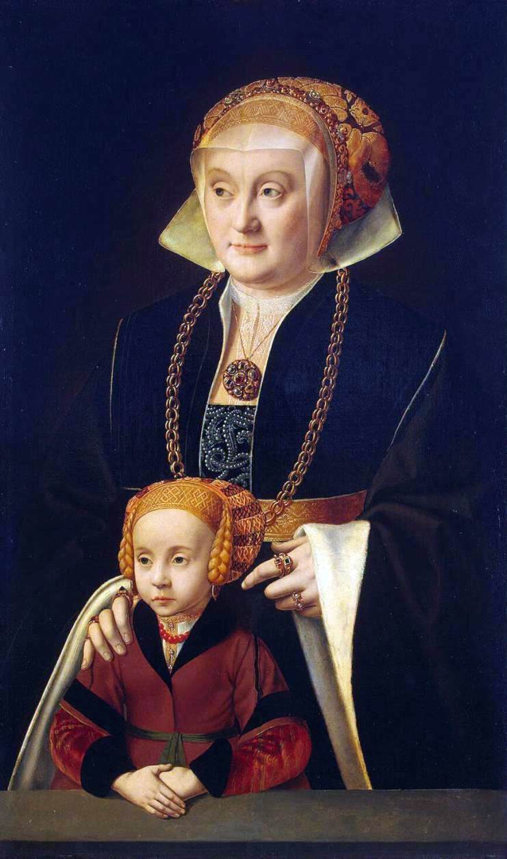 Barthel Bruyn Portrait of a Woman with her Daughter - Hand Painted Oil Painting