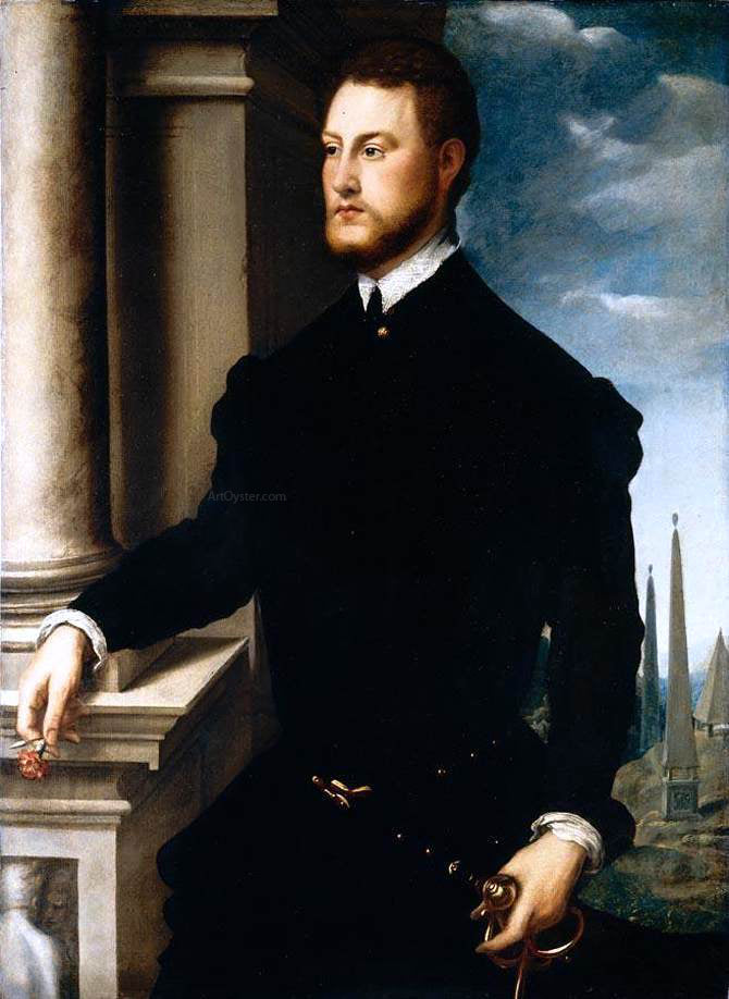 Jan Steven Van Calcar Portrait of a Young Bearded Gentleman - Hand Painted Oil Painting