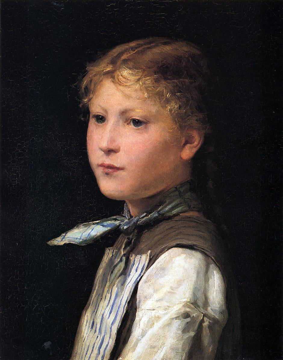 Albert Anker Portrait of a Young Girl - Hand Painted Oil Painting