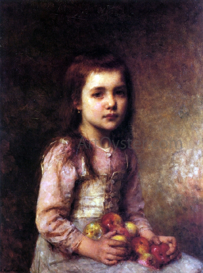 Alexei Alexeievich Harlamoff Portrait of a Young Girl with Apples - Hand Painted Oil Painting
