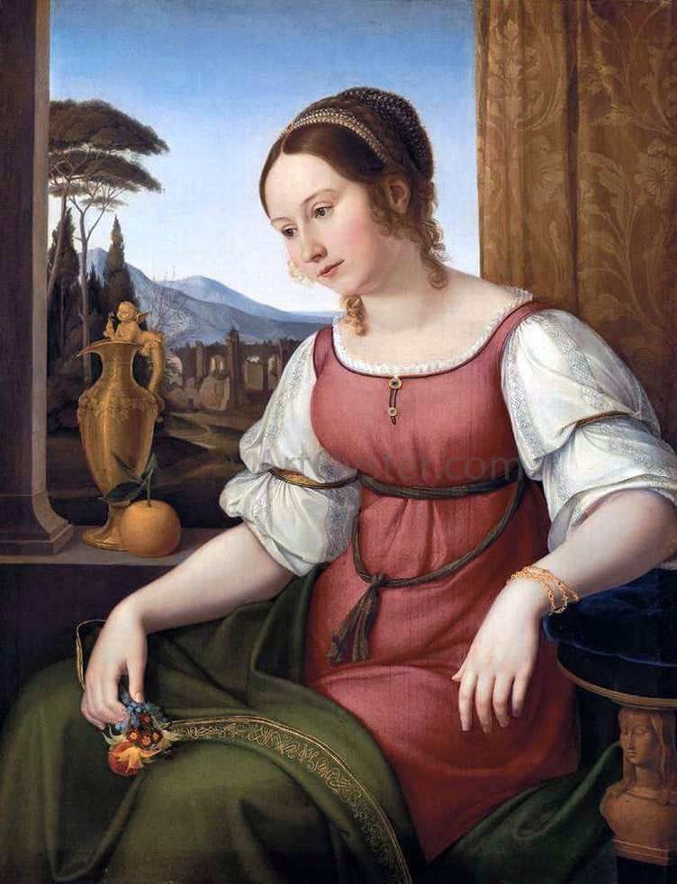 Friedrich Wilhelm Von Schadow Portrait of a Young Roman Woman (Angelina Magtti) - Hand Painted Oil Painting
