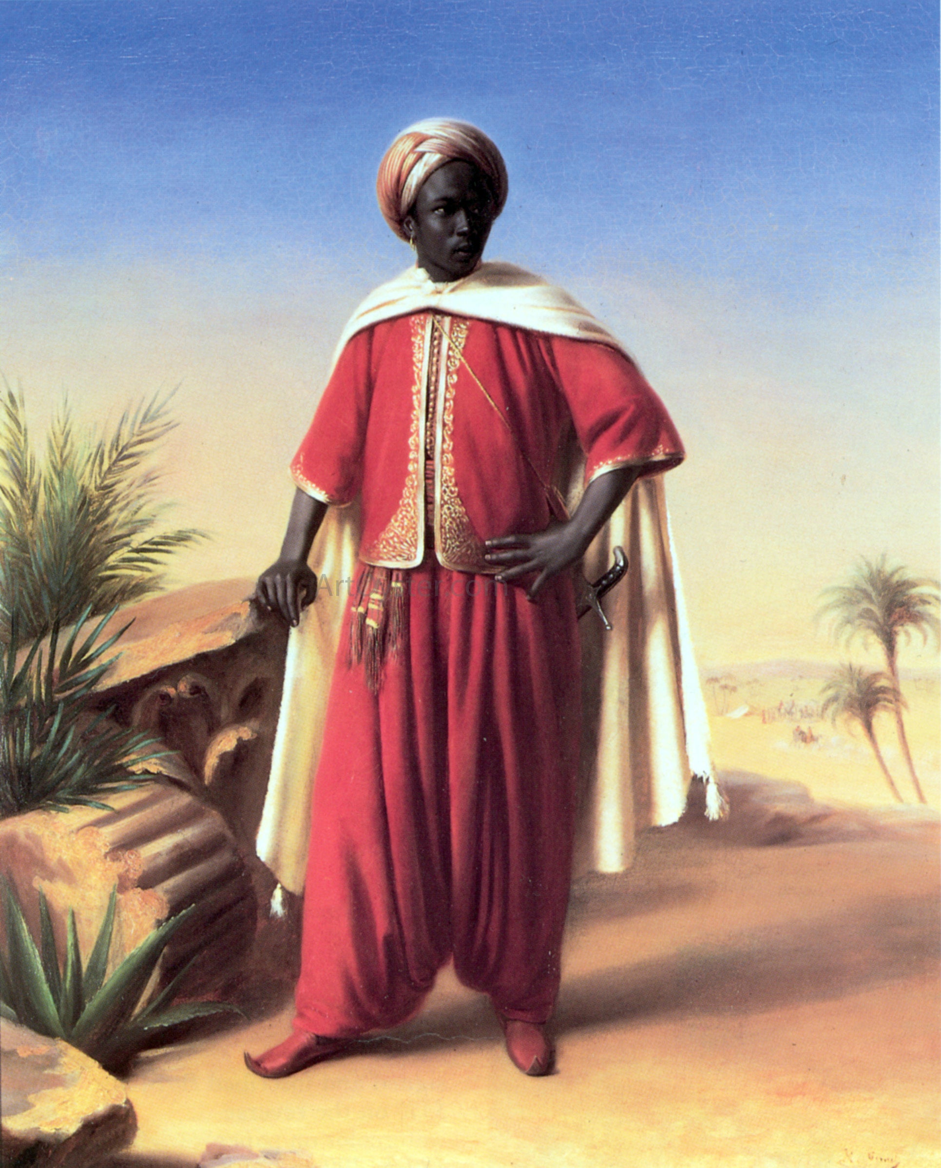 Horace Vernet Portrait of an Arab - Hand Painted Oil Painting