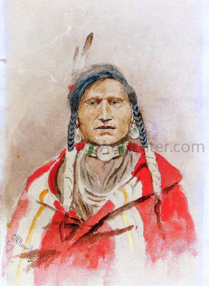 Charles Marion Russell Portrait of an Indian - Hand Painted Oil Painting