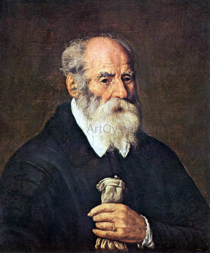  Marcantonio Bassetti Portrait of an Old Man with Gloves - Hand Painted Oil Painting