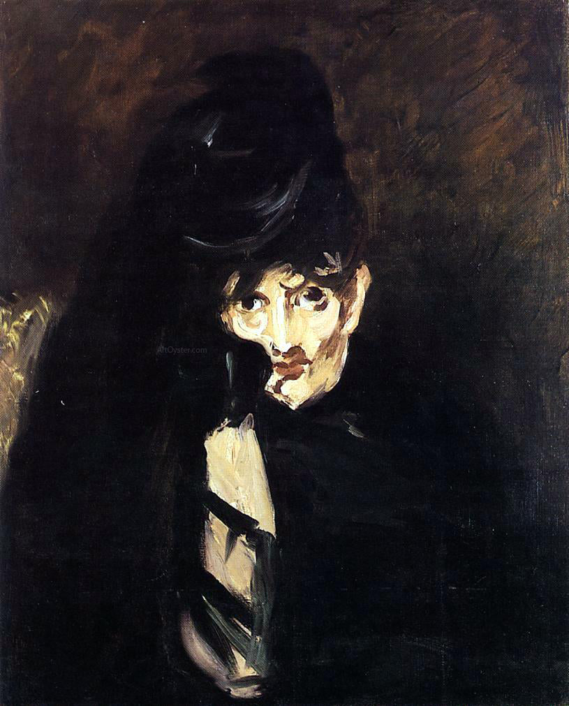Edouard Manet Portrait of Berthe Morisot with Hat, in Mourning - Hand Painted Oil Painting