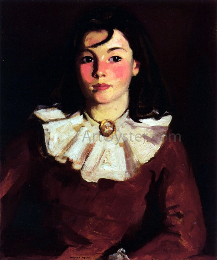 Robert Henri Portrait of Cara in a Red Dress - Hand Painted Oil Painting