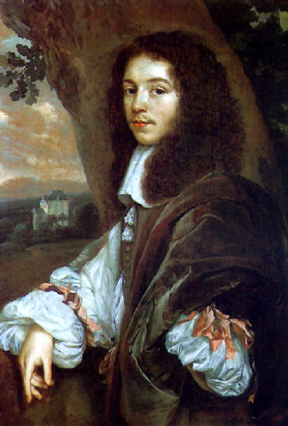  Jan Mytens Portrait of Christaen Huygens in a landscape, a country house beyond - Hand Painted Oil Painting