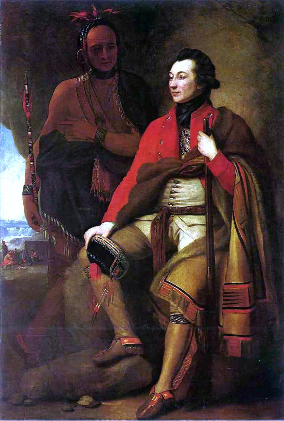  Benjamin West Portrait of Colonel Guy Johnson and Karonghyontye - Hand Painted Oil Painting