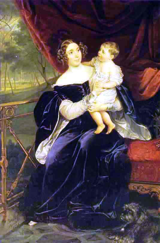 Karl Pavlovich Brulloff Portrait of Countess O.I.Orlova-Davydova and Her Daughter - Hand Painted Oil Painting