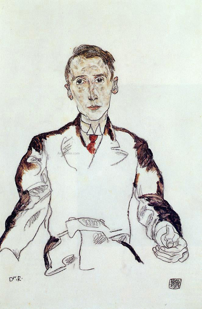 Egon Schiele Portrait of Dr. Heinrich Rieger - Hand Painted Oil Painting