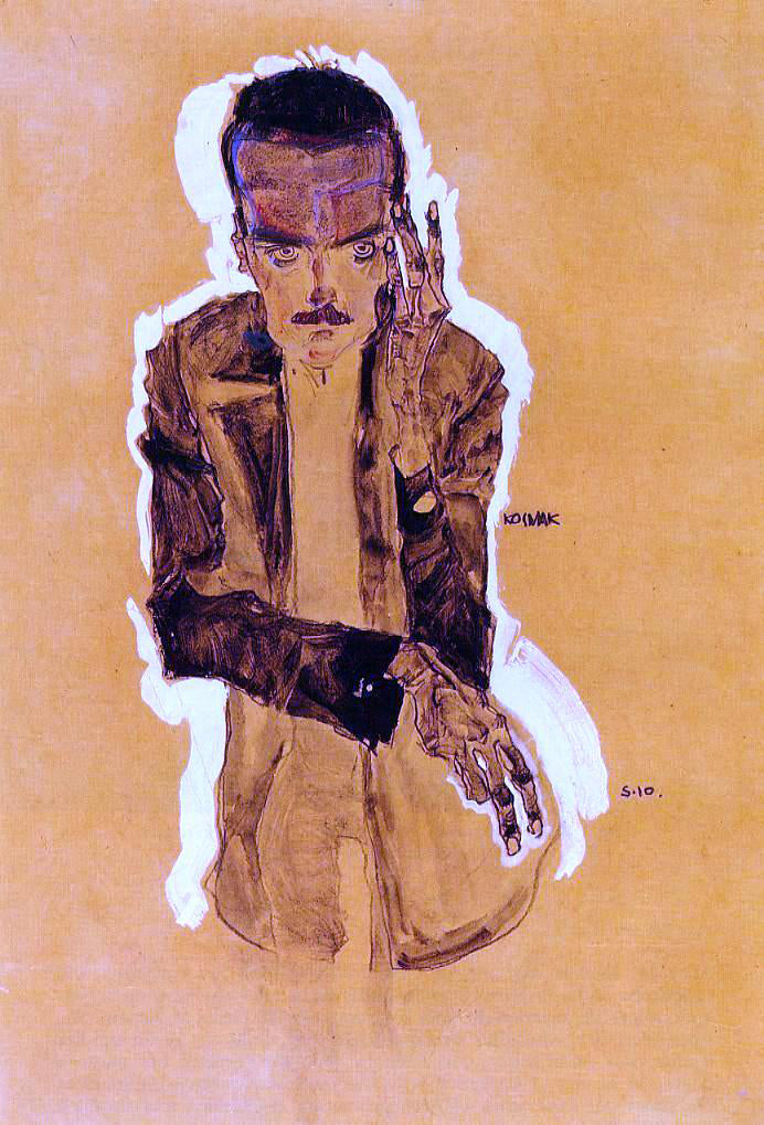 Egon Schiele Portrait of Eduard Kosmack with Raised Left Hand - Hand Painted Oil Painting