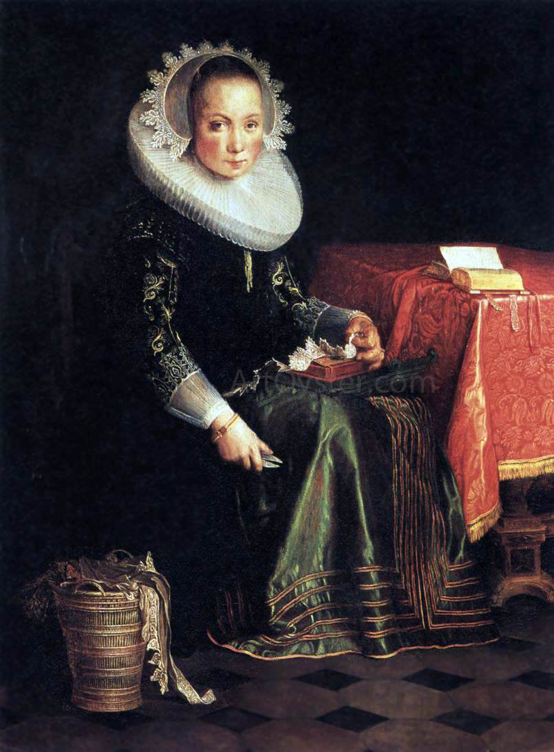 Joachim Wtewael Portrait of Eva Wtewael - Hand Painted Oil Painting