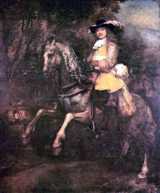 Rembrandt Van Rijn Portrait of Frederick Rihel on Horseback - Hand Painted Oil Painting
