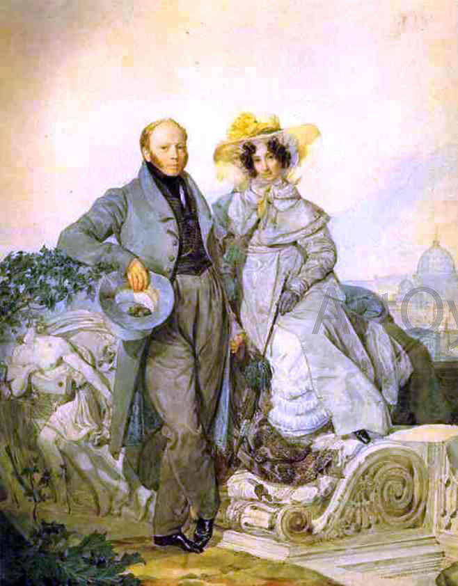 Karl Pavlovich Brulloff Portrait of G. N. and V. A. Olenin - Hand Painted Oil Painting