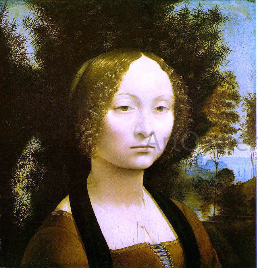 Leonardo Da Vinci Portrait of Ginevra Benci - Hand Painted Oil Painting