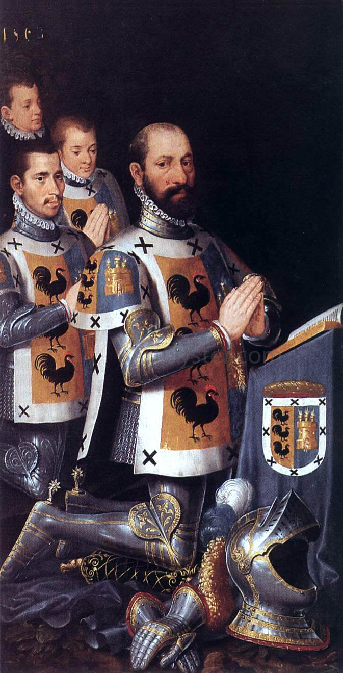 Pieter Pourbus Portrait of Jan Lopez Gallo and His Three Sons - Hand Painted Oil Painting