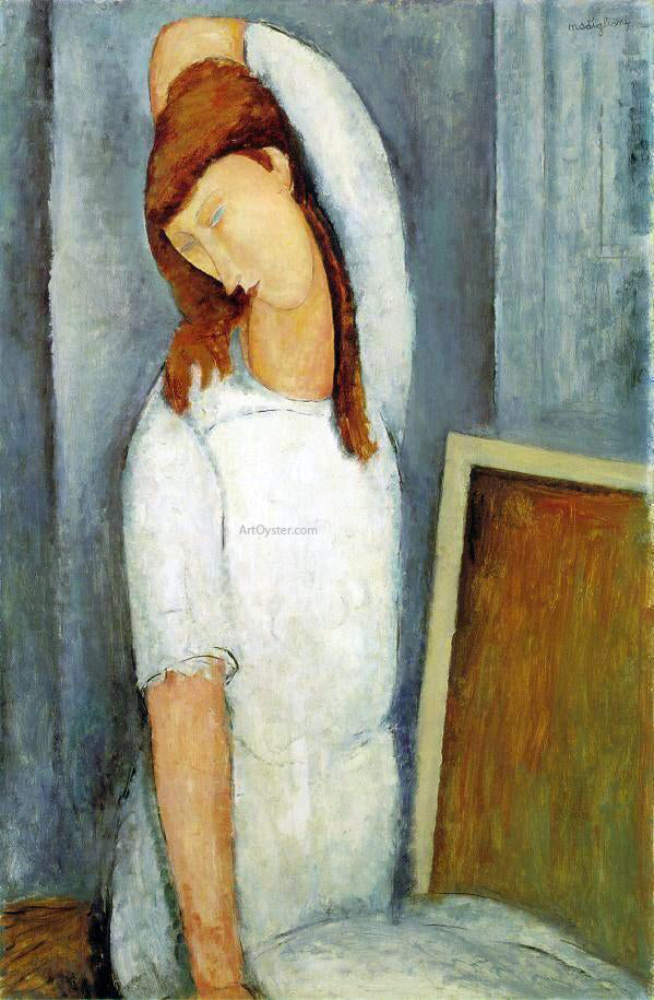 Amedeo Modigliani Portrait of Jeanne Hebuterne, Left Arm Behind Her Head - Hand Painted Oil Painting