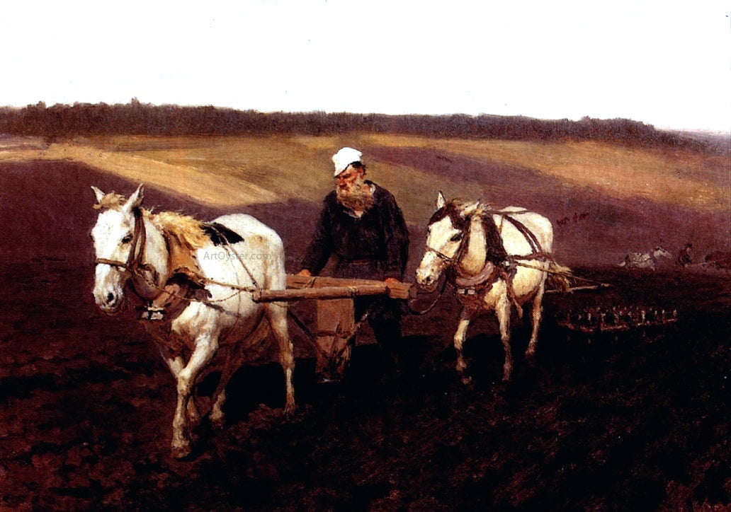 Ilia Efimovich Repin Portrait of Leo Tolstoy as a Ploughman on a Field - Hand Painted Oil Painting