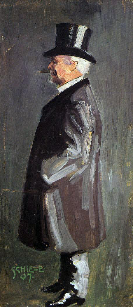 Egon Schiele Portrait of Leopold Czihaczek, in Profile Facing Left - Hand Painted Oil Painting