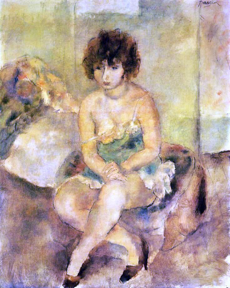 Jules Pascin Portrait of Lucy Krohg - Hand Painted Oil Painting