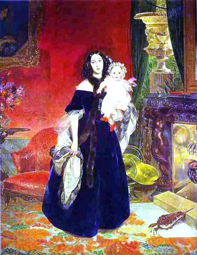 Karl Pavlovich Brulloff Portrait of M. A. Beck and Her Daughter M.I. Beck - Hand Painted Oil Painting