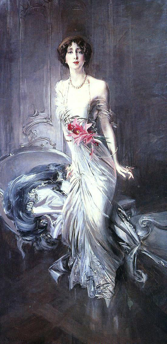 Giovanni Boldini Portrait of Madame E. L. Doyen - Hand Painted Oil Painting