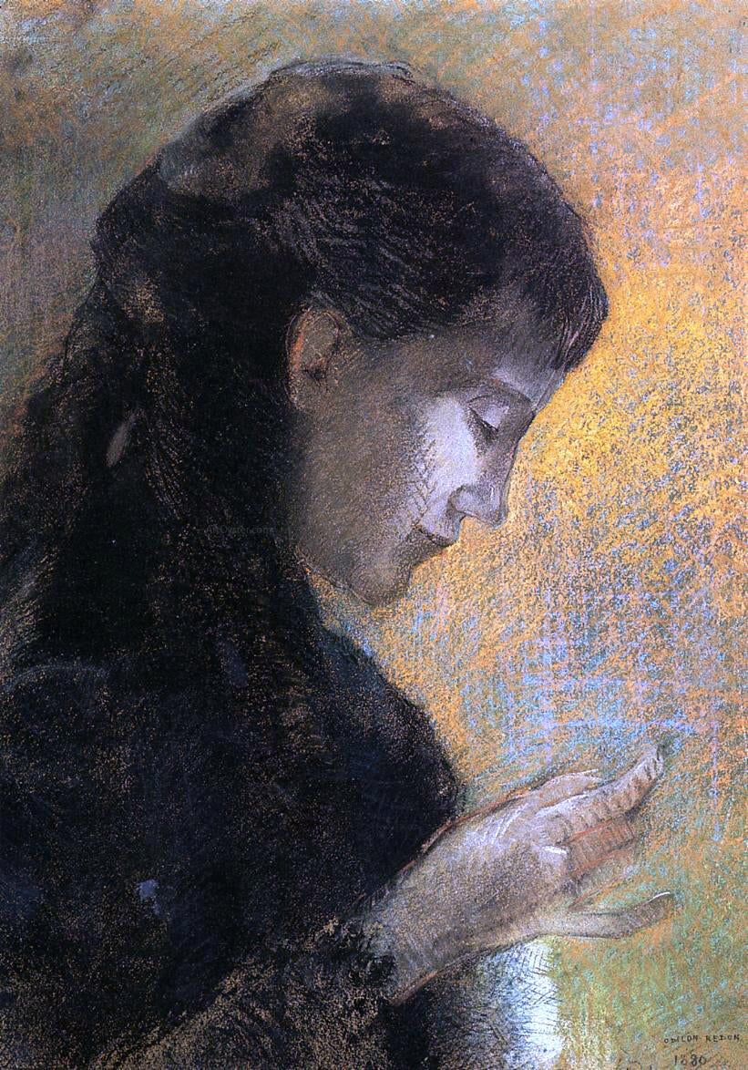 Odilon Redon Portrait of Madame Redon Embroidering - Hand Painted Oil Painting