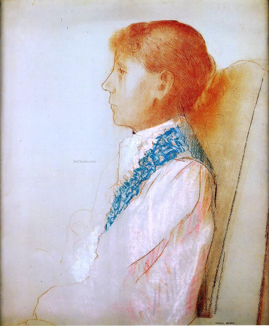 Odilon Redon Portrait of Madame Redon in Profile - Hand Painted Oil Painting