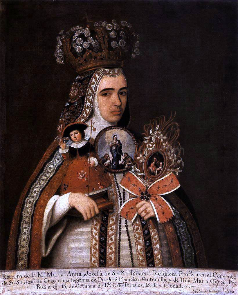 Jose De Alcibar Portrait of Maria Anna Josefa Taking Vow - Hand Painted Oil Painting
