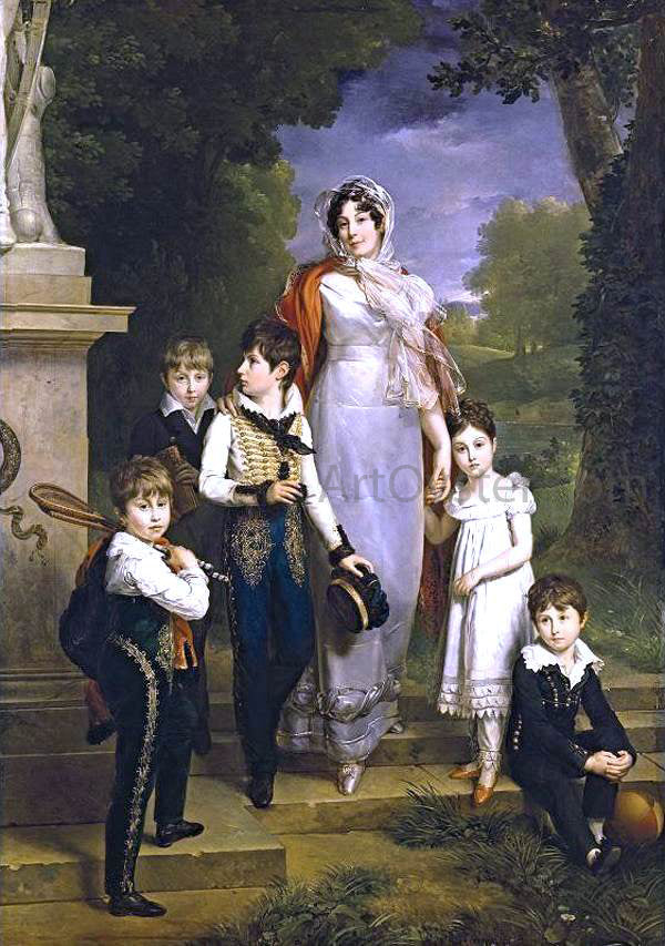 Marguerite Gerard Portrait of Marechale Lannes, Duchesse de Montebello with Her Children - Hand Painted Oil Painting