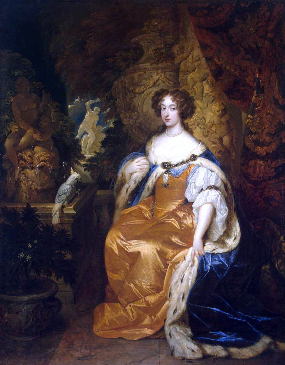 Caspar Netscher Portrait of Mary Stuart II - Hand Painted Oil Painting