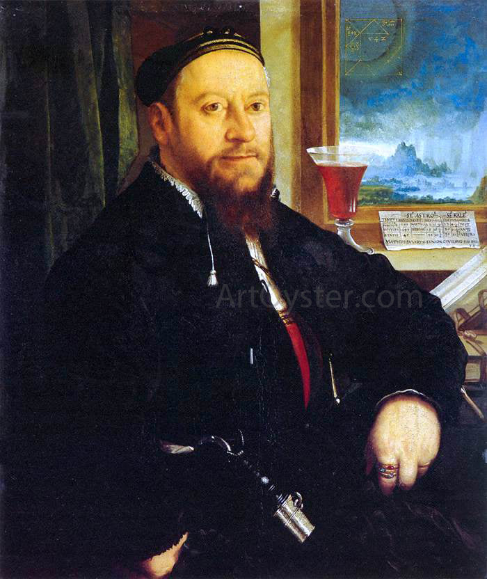 Christoph Amberger Portrait of Mattheus Schwarz - Hand Painted Oil Painting