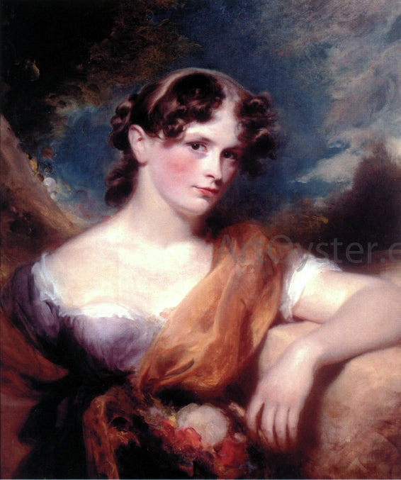 George Henry Harlow Portrait of Miss Carolline Hopwood - Hand Painted Oil Painting