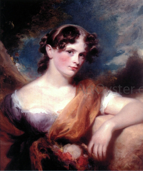  George Henry Harlow Portrait of Miss Carolline Hopwood - Hand Painted Oil Painting
