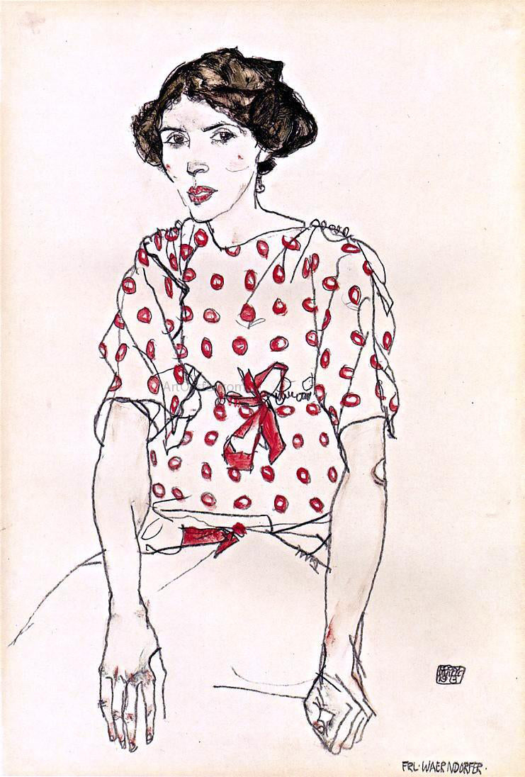 Egon Schiele Portrait of Miss Waerndorfer - Hand Painted Oil Painting