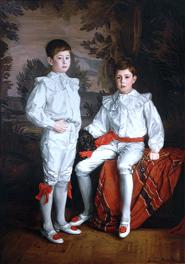 Gerald F Metcalfe Portrait of Molson Brothers Harold and Eric, Sons of J. Elsdale - Hand Painted Oil Painting