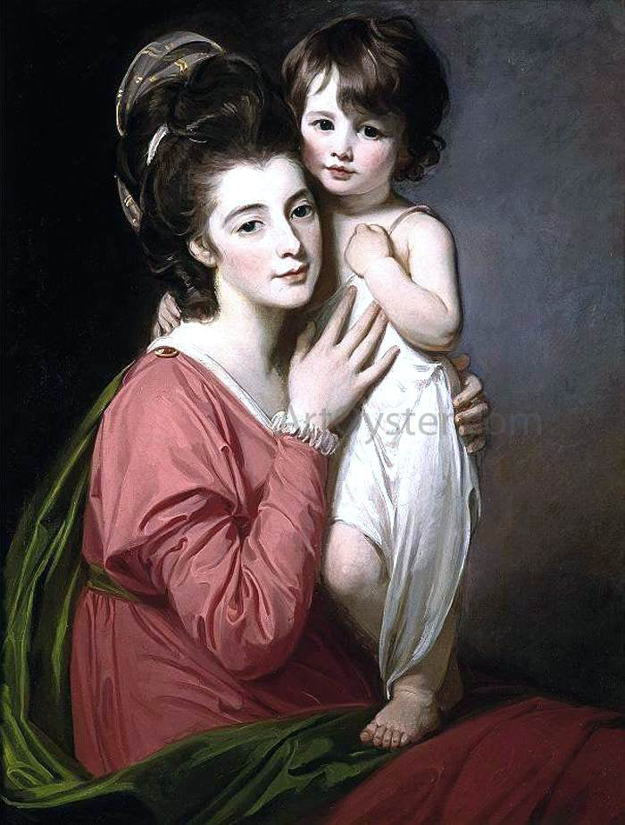  George Romney Portrait of Mrs Henrietta Morris and Her Son John - Hand Painted Oil Painting