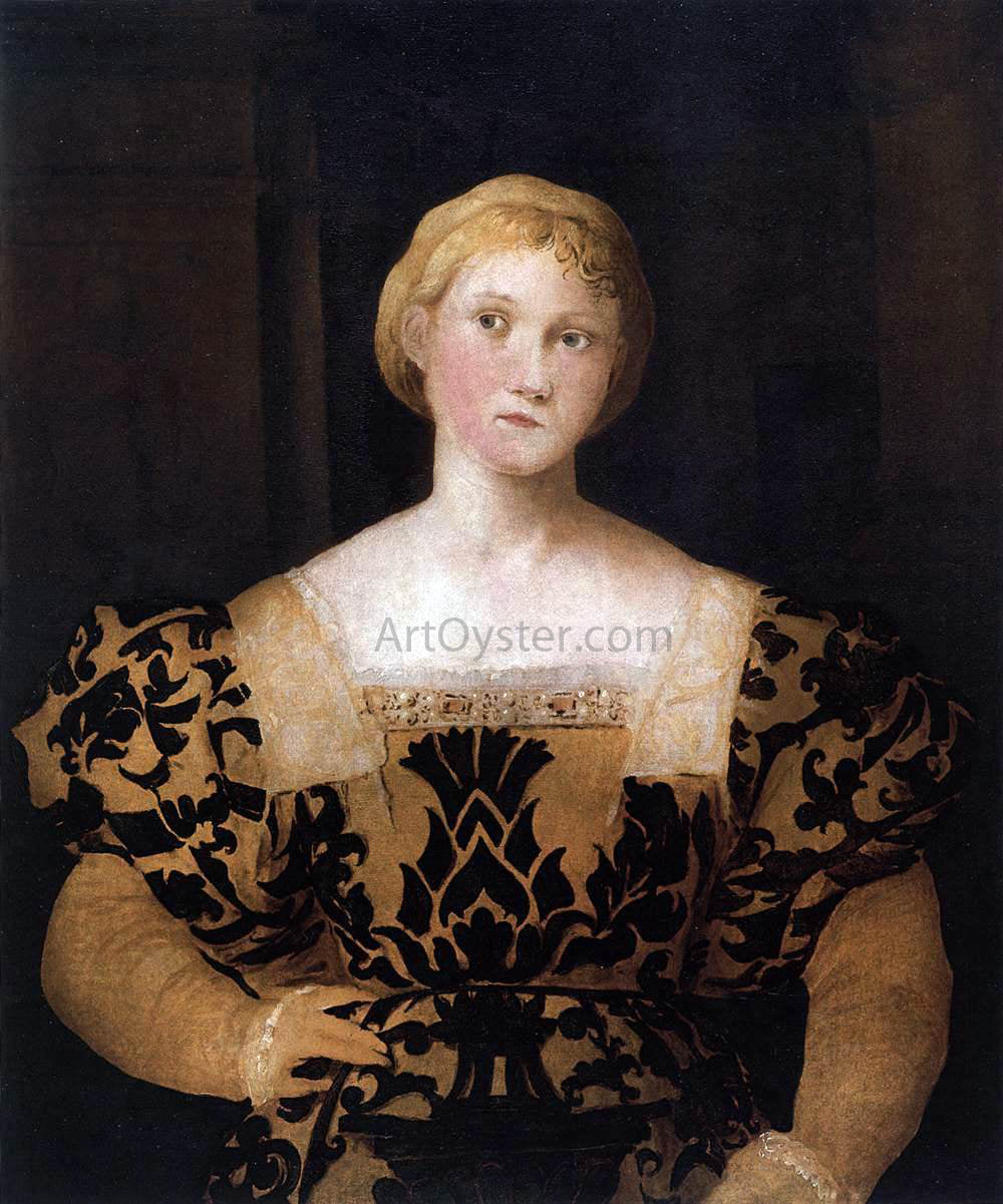 Palma Vecchio Portrait of Paola Priuli - Hand Painted Oil Painting