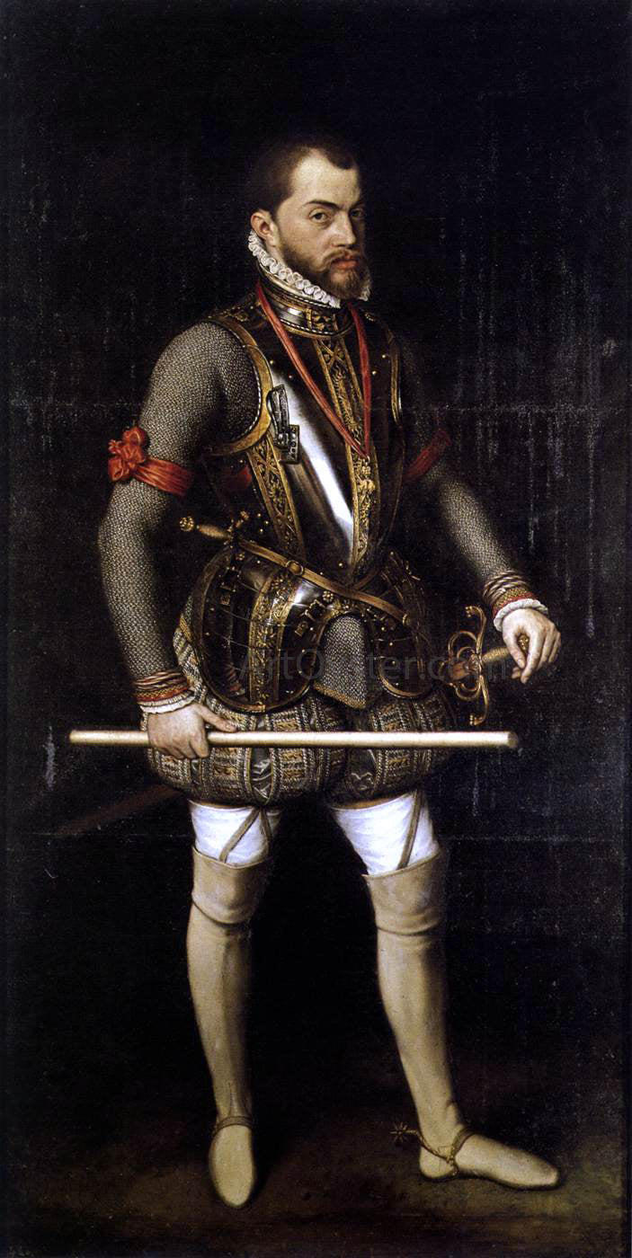 Anthonis Mor Van Dashorst Portrait of Philip II in Armour - Hand Painted Oil Painting