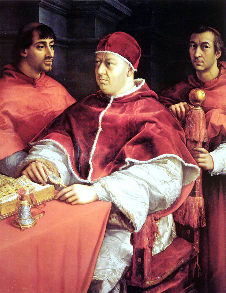 Raphael Portrait of Pope Leo X and Two Cardinals - Hand Painted Oil Painting