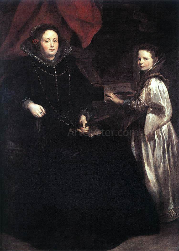 Sir Antony Van Dyck Portrait of Porzia Imperiale and Her Daughter - Hand Painted Oil Painting