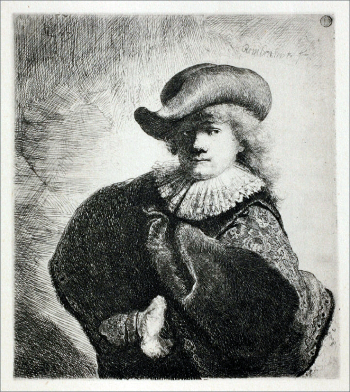 Rembrandt Van Rijn Portrait of Rembrandt with Broad Hat - Hand Painted Oil Painting