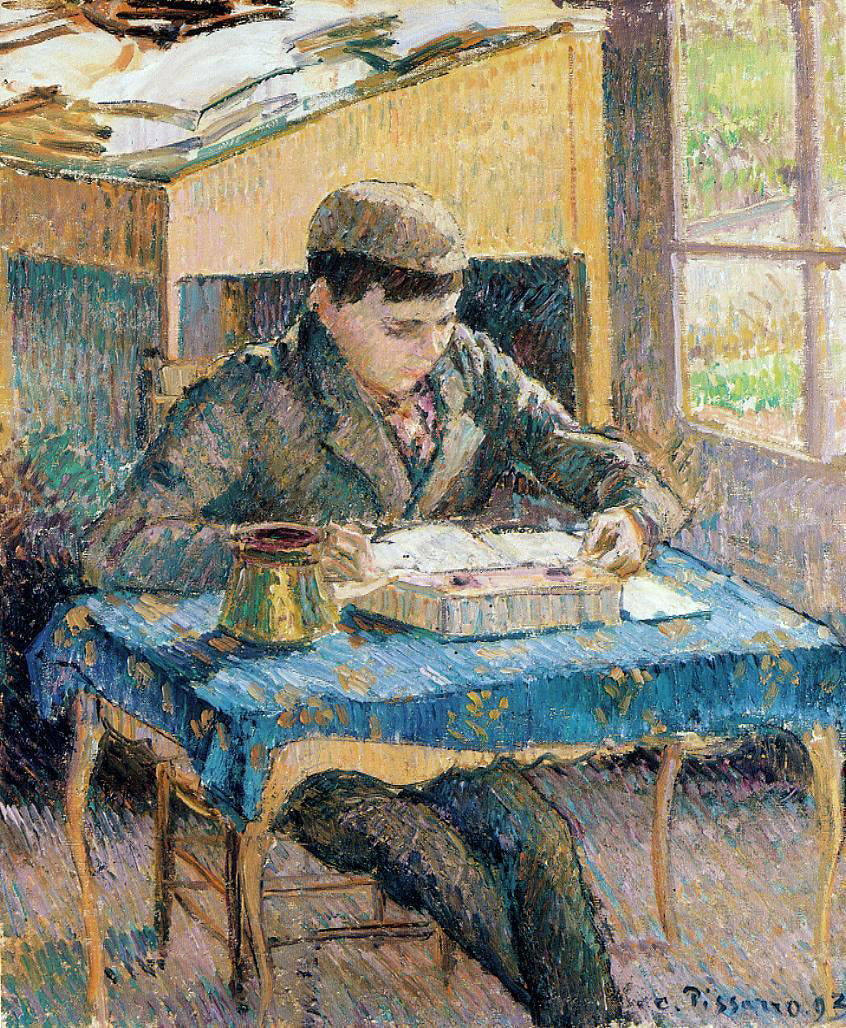Camille Pissarro Portrait of Rodo Reading - Hand Painted Oil Painting